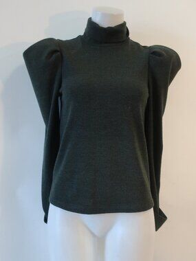 Womens Petersyn Evergreen Puff Sleeve Pullover Turtleneck Sweater S